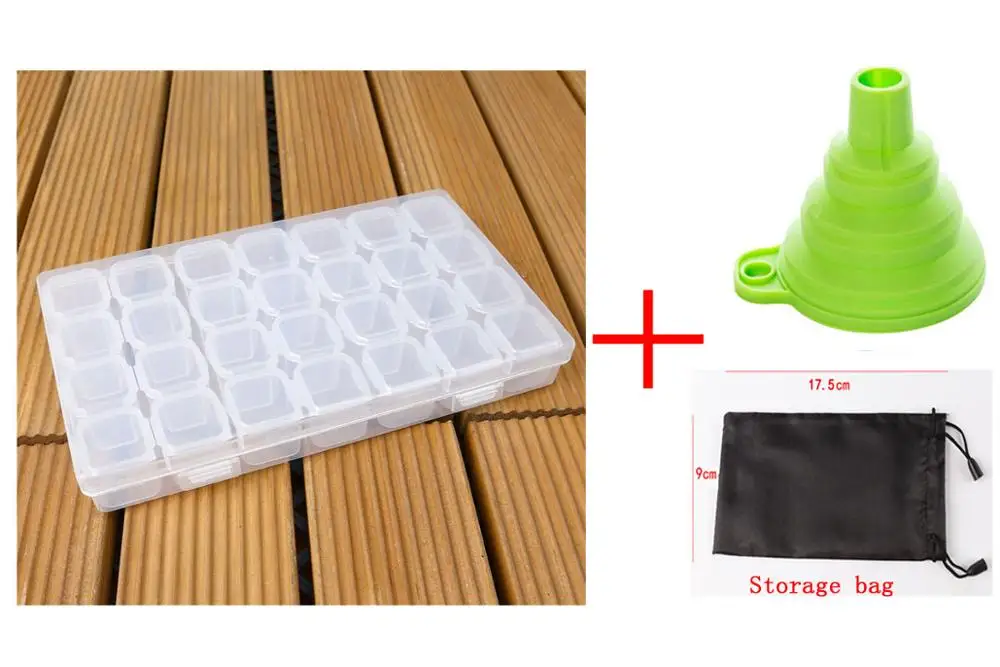 28Girds-Funnel-Bag OUYIJIA 28 ячеек коробка для хранения для DIY ручной работы контейнер Алмазная картина коробка для хранения Стразы Кнопки инструменты Органайзер - Цвет: 28Girds-Funnel-Bag