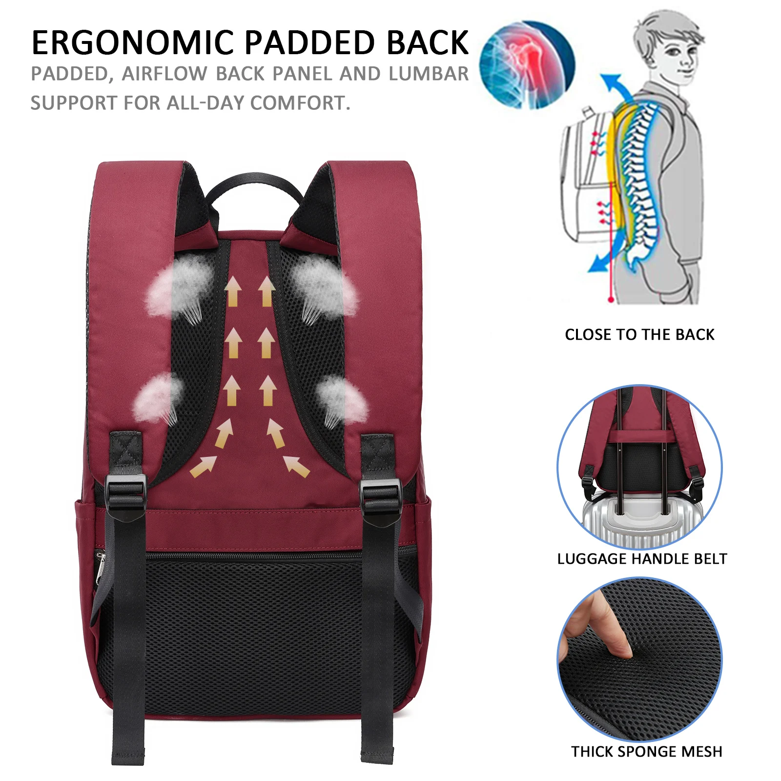 Рюкзак для женщин и мужчин сумка ноутбука черный