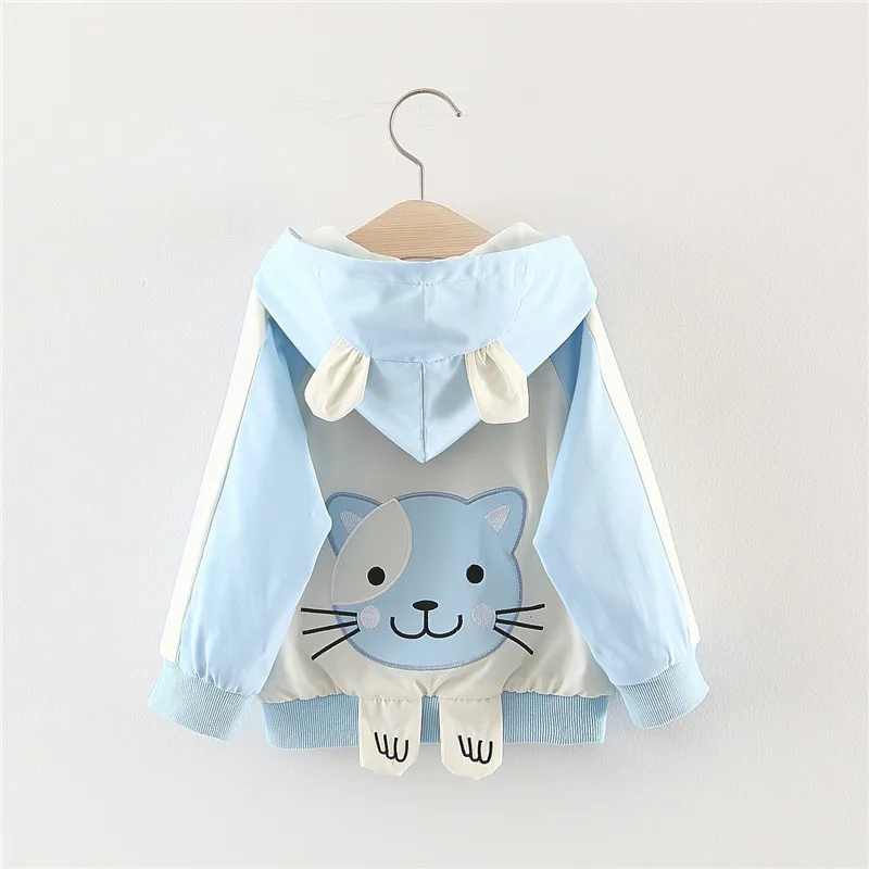 Осенние детские куртки для девочек с капюшоном и длинным рукавом пальто