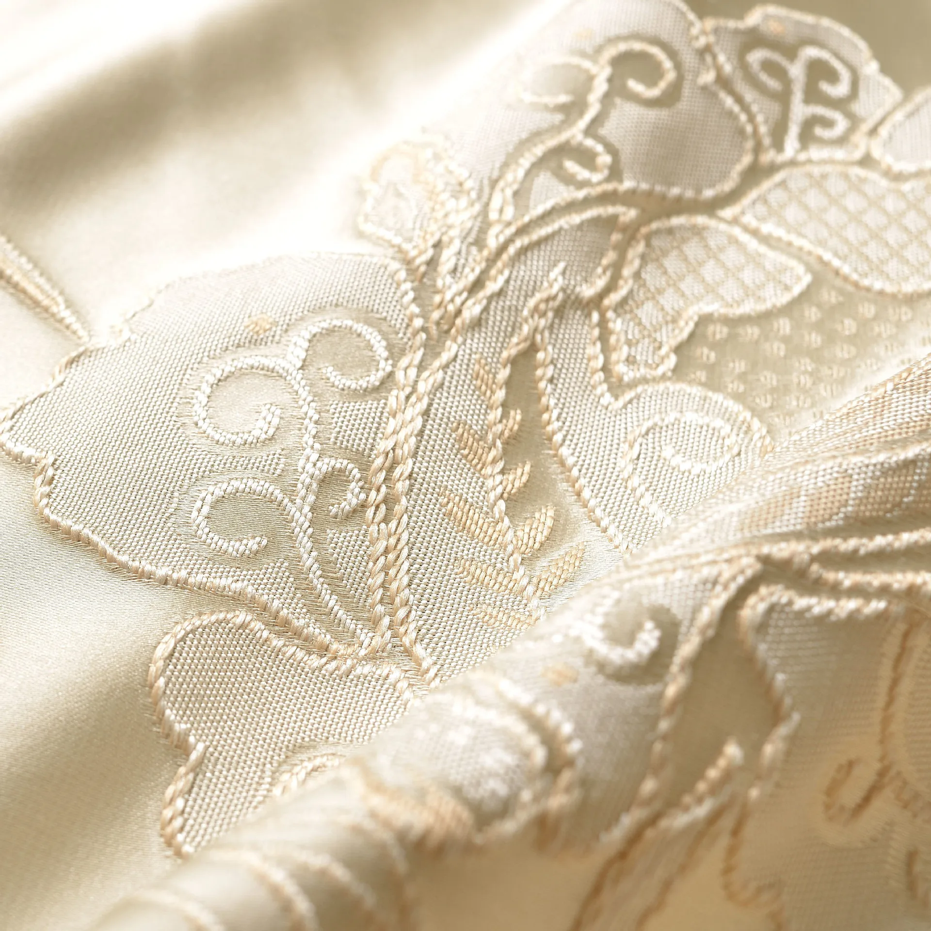 

Chinese Jacquard Curtains For Living Room Fabric Light Luxury High Precision Shading Cloth Peony Spot Drapes Bedroom Curtain