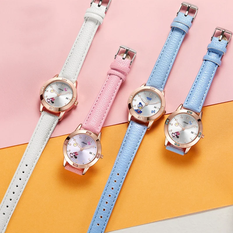 Часы наручные для девочек детские модные часы розового цвета с календарем и