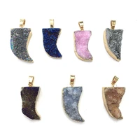 personality trend scimitar agate pendant handmade crafts diy rock punk necklace sweater chain jewelry accessories gift making