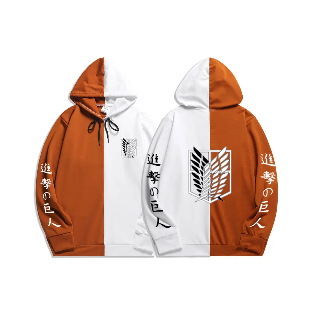 

Hot Harajuku Anime Attack on Titan Hoodi Autumn Women men Hoodies Female Hooded Loose hooded sport two-color splicing thin