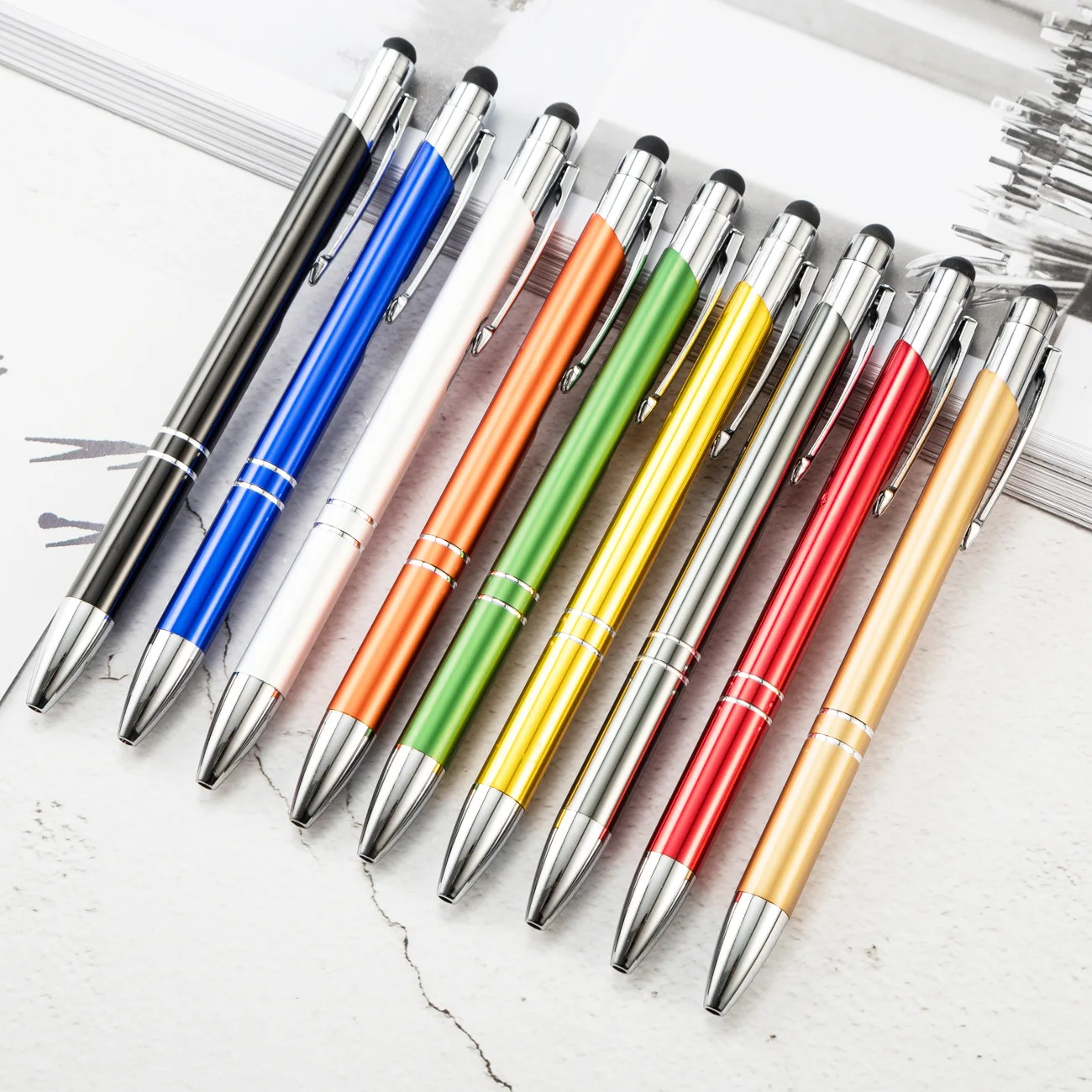 

Business Metal Pen Aluminum Pen Ballpoint Pen Dual-use Metal Touch Screen Pen Touch Cute Pens Kawaii Office Supplies