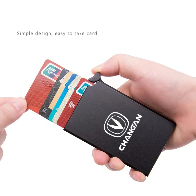 

For CHANGAN Car Anti-theft ID Credit Card Holder Porte Carte Thin Aluminium Metal Wallets Women Men Credit Card Box