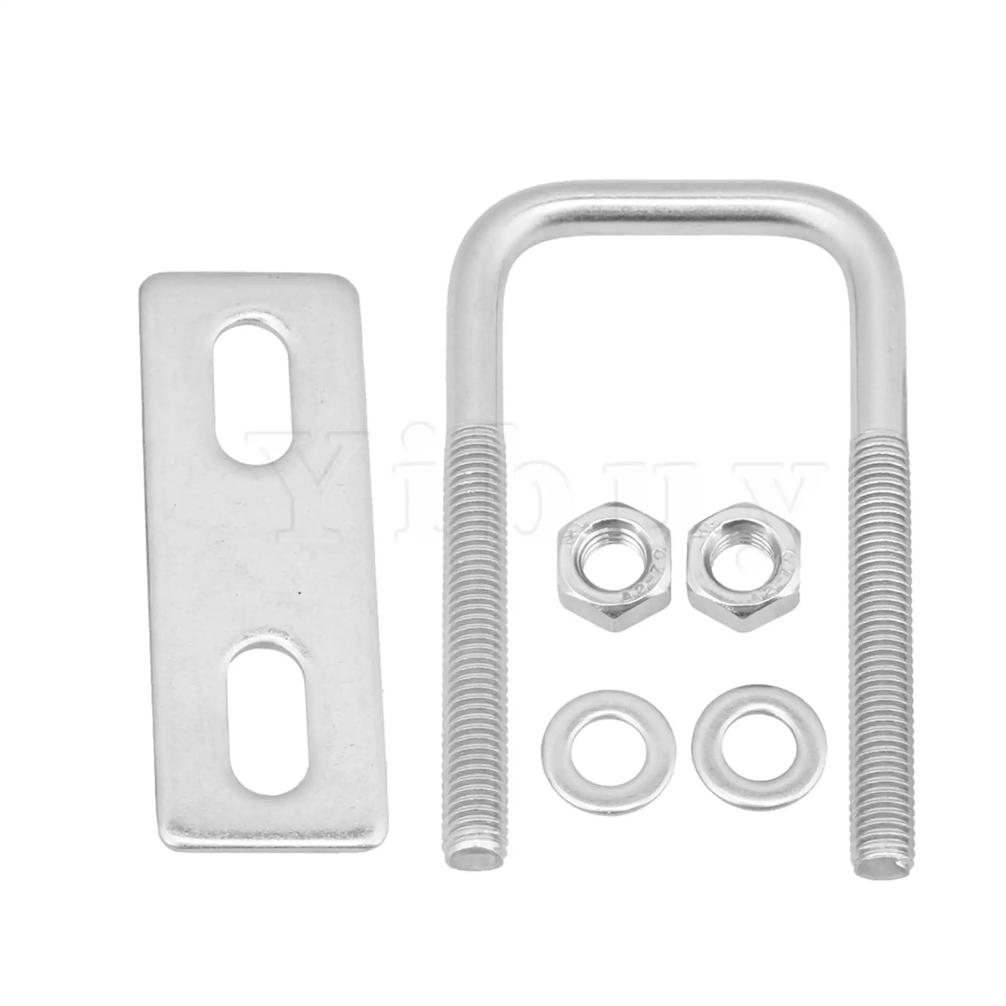 

304 Stainless Steel Square U Bolt with Plate Set M6x30x70 Fixing Pipe