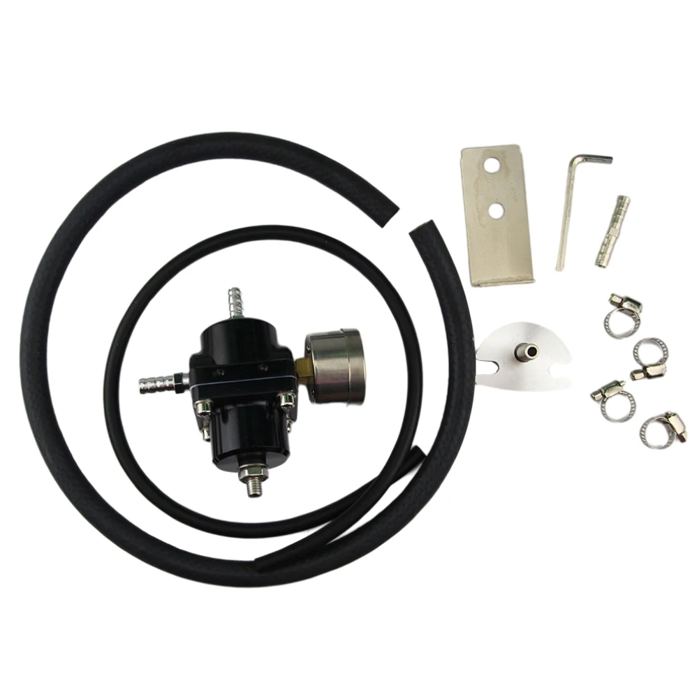 

Adjustable 0-140PSI Fuel Pressure Regulator Parts Kit +Oil Gauge+Oil Hose Fuel Gauge Black Accessories