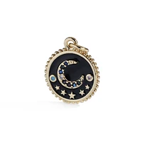 copper zircon charm moon shape charms round shape crescent moon pendant bohemia rainbow jewelry gift for women girls