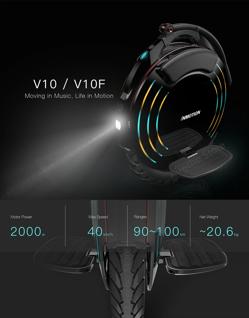 INMOTION SCV V10/V10F самобалансирующийся скутер электрический Моноцикл со встроенной ручкой одно колесо EUC Hoverboard Monowheel