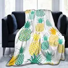 Ультрамягкое легкое одеяло, комфортное пушистое одеяло зеленого и желтого цвета с рисунком ананаса для кровати, дивана, гостиной