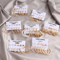 fashion retro style metal circle chain earrings 2021 new combination 6 piece set of creative personality sweet ear studs