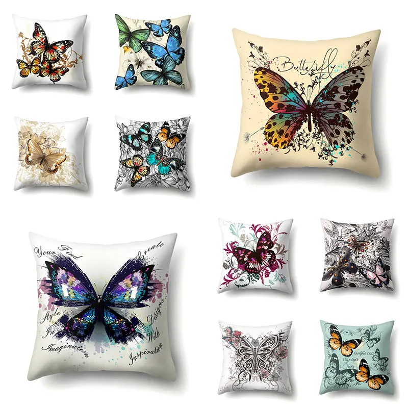 

Наволочка для подушки с разноцветными бабочками, удобная наволочка с принтом бабочек, Мягкая Наволочка, красочный домашний декор