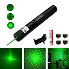 Зеленая лазерная указка, астрономическая игрушка для кошек длиной 18650 нм с регулируемым фокусом, аккумулятором и зарядным устройством, 5 звезд