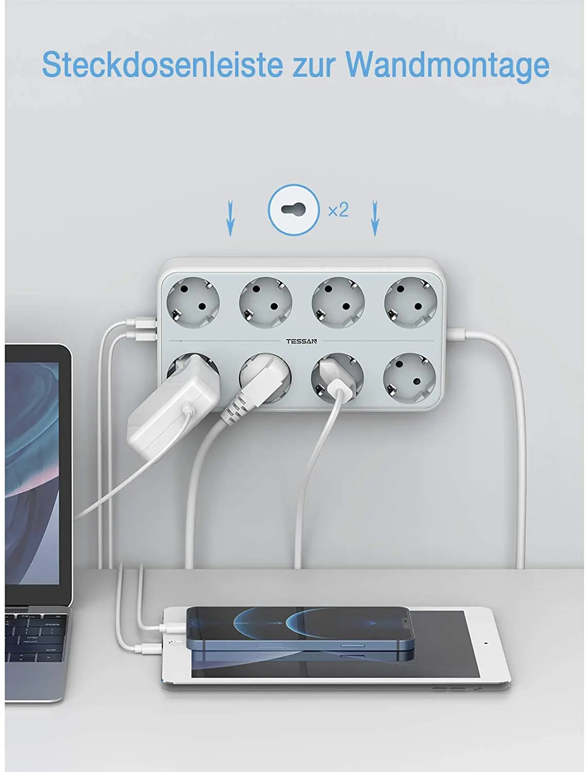 TESSAN 4/6 Outlets Power Strip Plug 2M/6.5Ft Extension Cable Socket with USB Ports for Charging Phone On/Off Switch Protect | Электроника