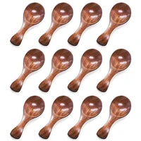 small wooden spoon 10pcs ice cream salt spoons honey coffee tea sugar salt jam mustard spoons round spoon