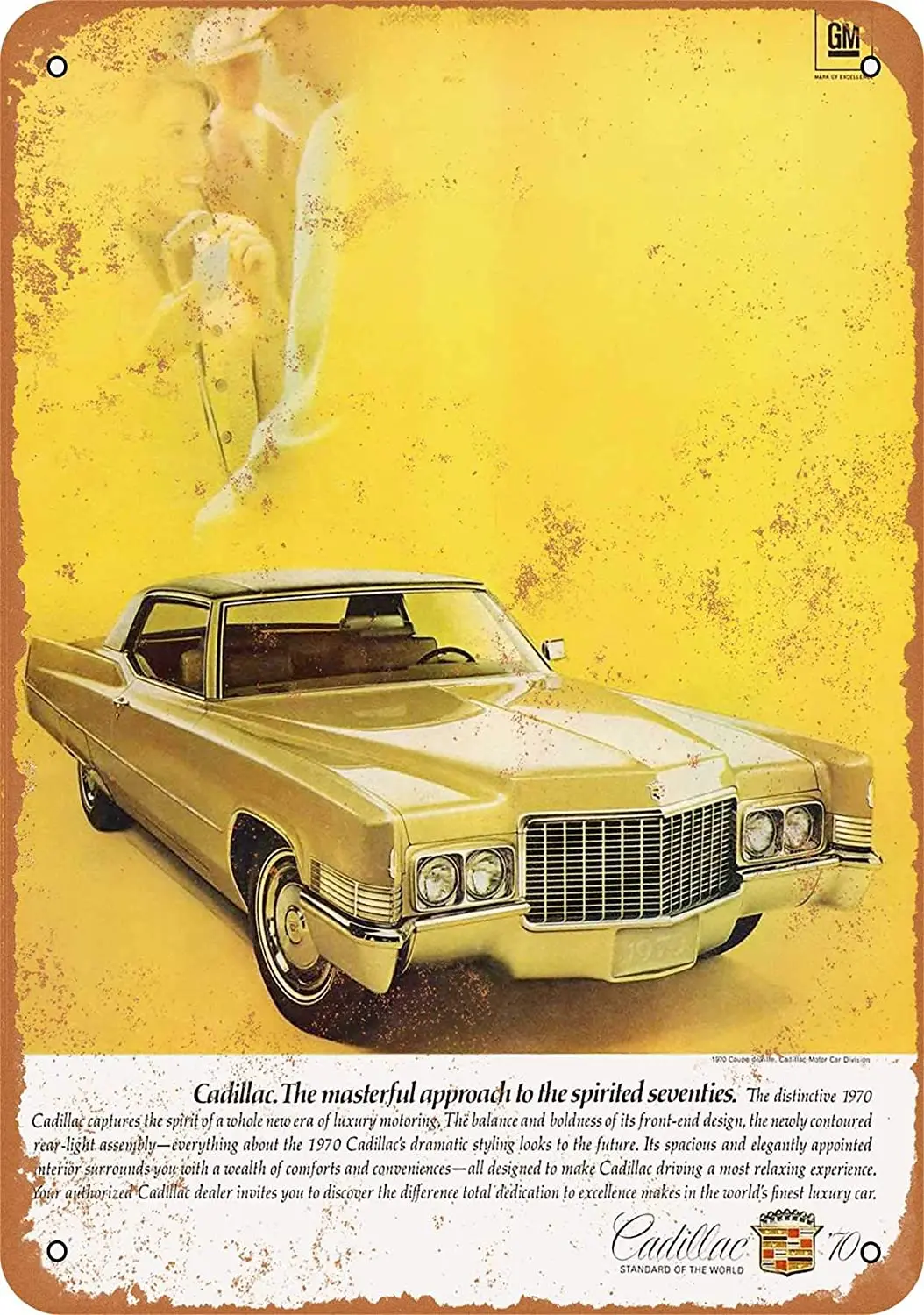 

WallColor 8*12 Metal Sign 1970 Cadillac Coupe deVille Vintage Look