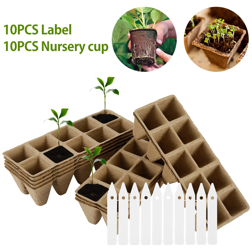

10 шт., 10 ячеек, биоразлагаемые контейнеры для рассады