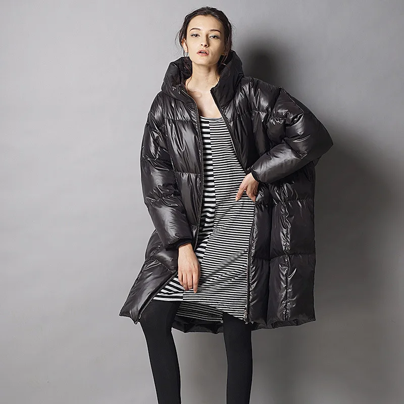 2019 длинная куртка на белом утином пуху Европейское зимнее пальто большого