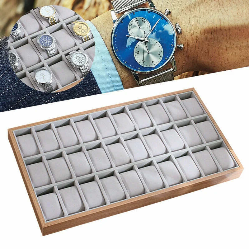 

Wooden Watches Display Box Case Jewelry Watch Storage Organizer Best Gift for Thanksgiving Day Christmas (30 Slot)