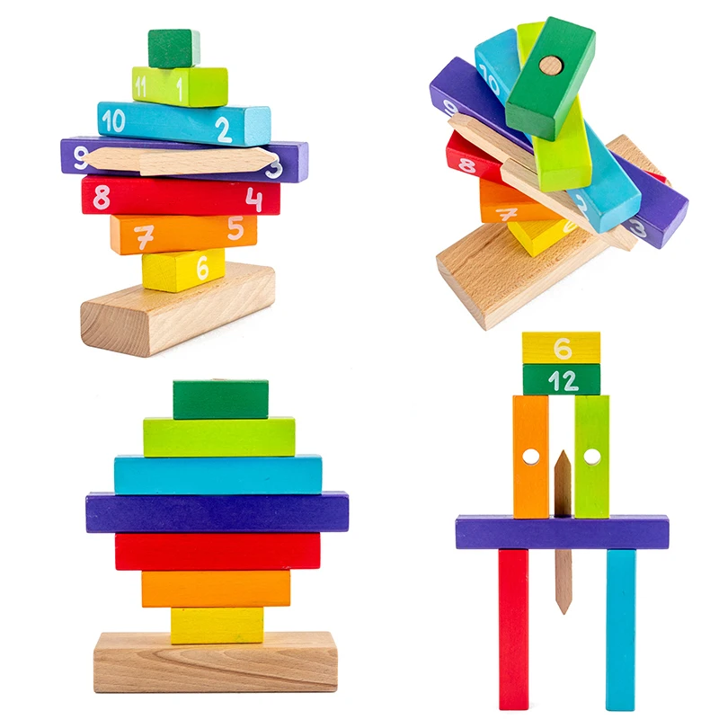 

Creative wooden toys. Early childhood education. Building block clock toy educational game gift