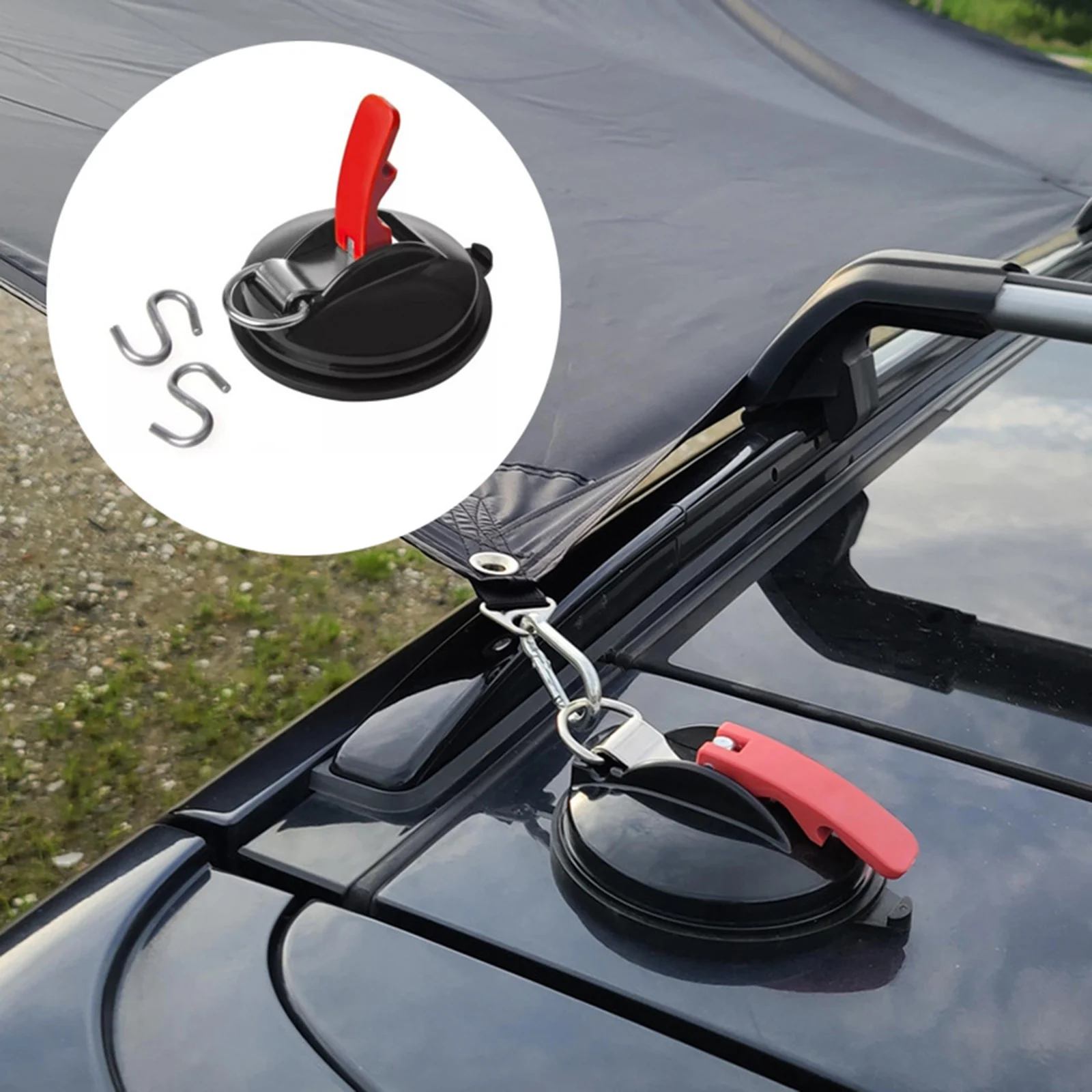 

Suction Cup Anchor Heavy Duty Tie Down Car Mount Luggage Tarps Tents with Securing Hook Universal for Car Truck Dropshipping