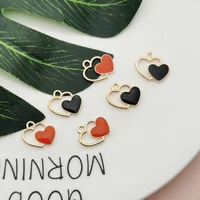 10pcs zinc alloy enamel charms sweet double heart pendants charms for diy necklaces bracelets jewelry accessories 1617mm yz825