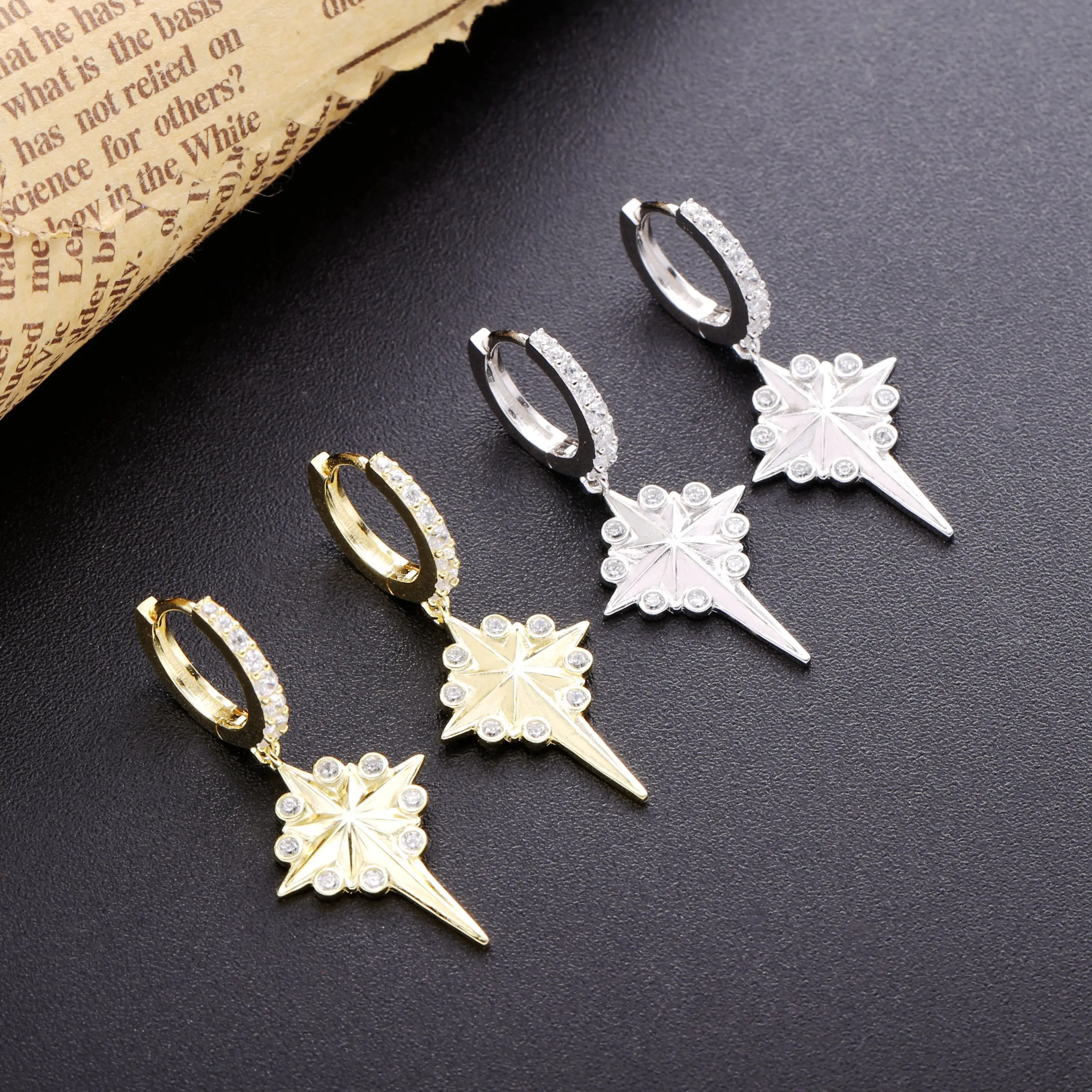 

Slovecabin Romantic 925 Sterling Silver Starburst Huggies Earrings For Women Silver Drop Hoop Earrrings Women Gift Fine Jewelry