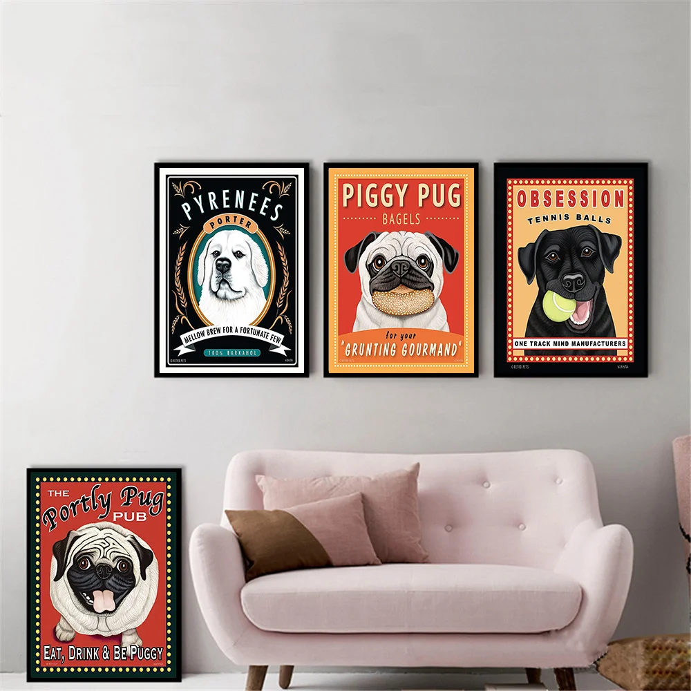 

Children Bedroom Home Decor Anime Wall Art Canvas Paintings One Piece Poster Prints Decor Nordic Retro Pictures Pug Dog Animals