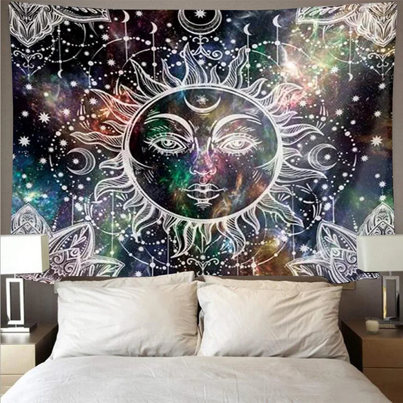 Настенный гобелен с изображением солнца Луны мандалы | Дом и сад