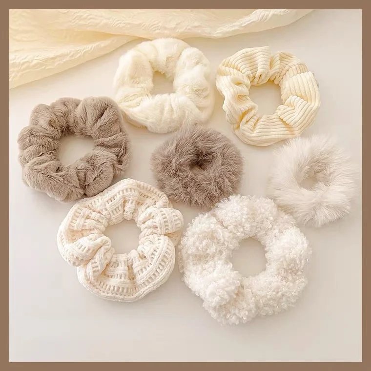 

Резинка для волос плюшевая женская, Теплая эластичная резинка в Корейском стиле для хвоста, аксессуар для волос