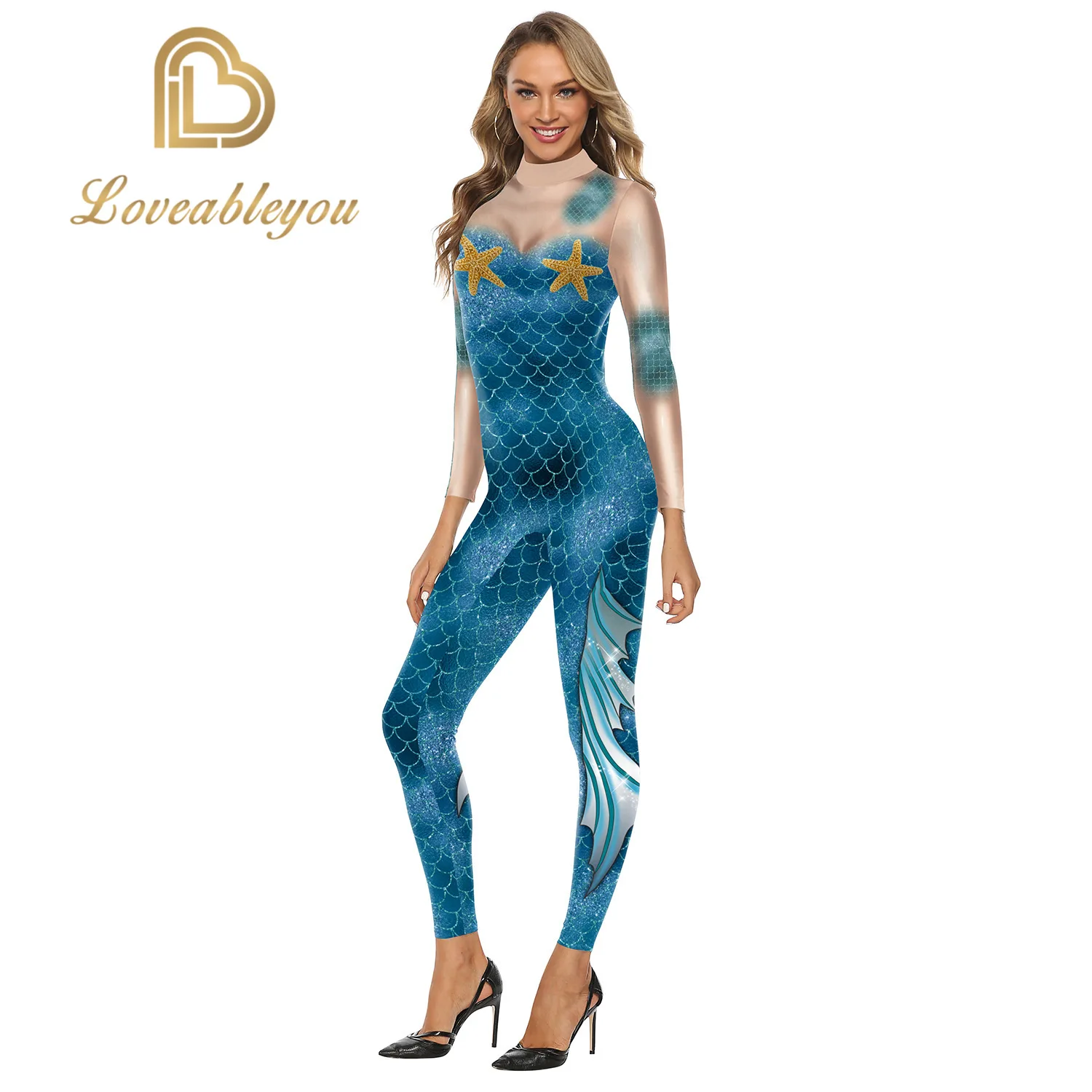 

New Fashion Women Bodysuits Jumpsuit Holographic Metallic Catsuit Sexy Bodycon Jumpsuit Mermaid Cosplay Costumes