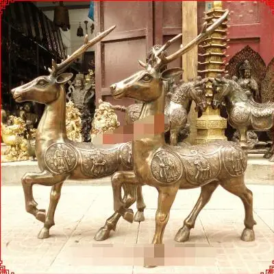 Бронзовая статуя медное украшение антикварная Большая бронзовая оленя fr0 shouson sika