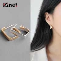 kinel 100 925 silver female earrings korean fashion champagne gold delicate geometric earrings fine jewelry for girls gifts