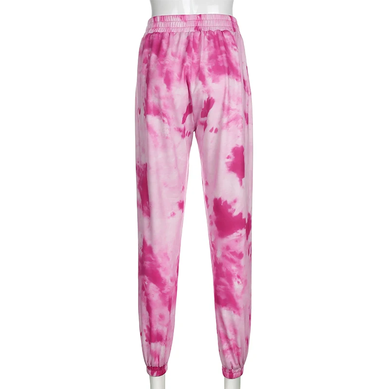 

2020 Tie Dye Sweatpants Women Elastic High Waist Baggy Pants Hip Hop Casual Loose Pants Lady Fashion Pink Trousers
