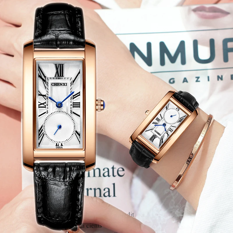 

CHENXI Brand Watch Women Wrist Genuine Leather Rectangle Watch For Women Luxury Quartz Wristwatch 2020 Best Selling Montre Femme