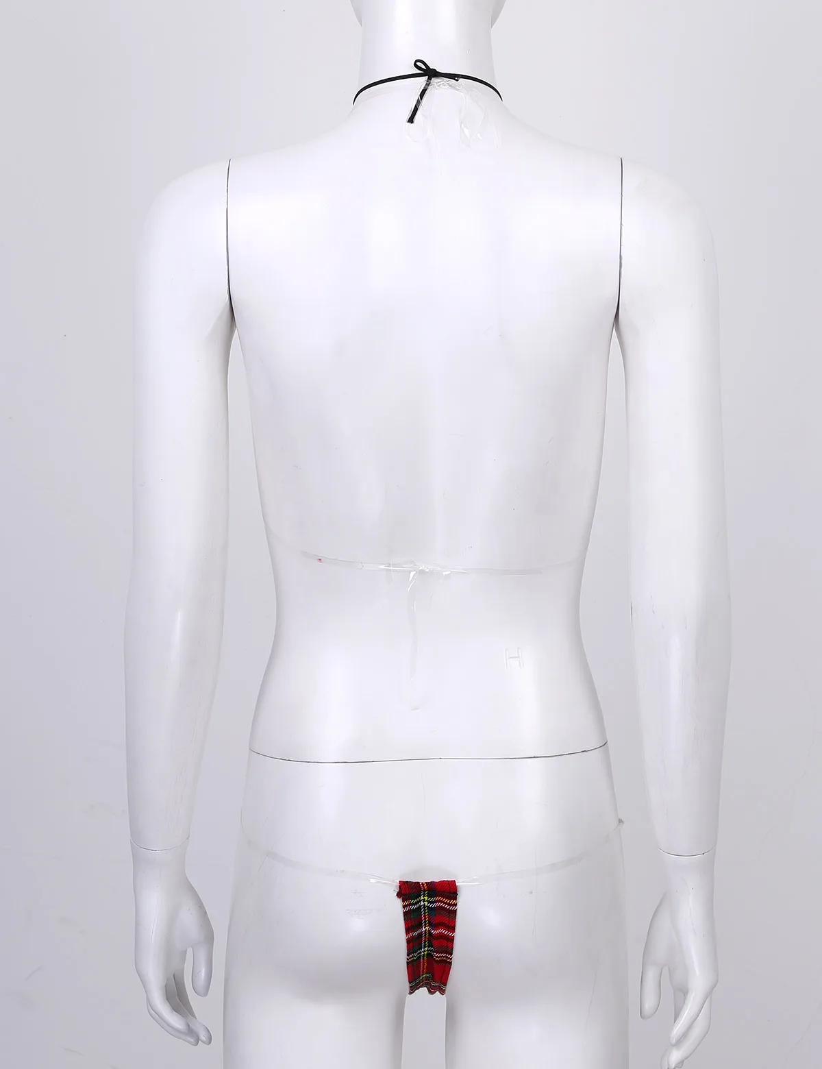 Женские сексуальные костюмы комплект бикини в клетку с лямкой на шее нижнее