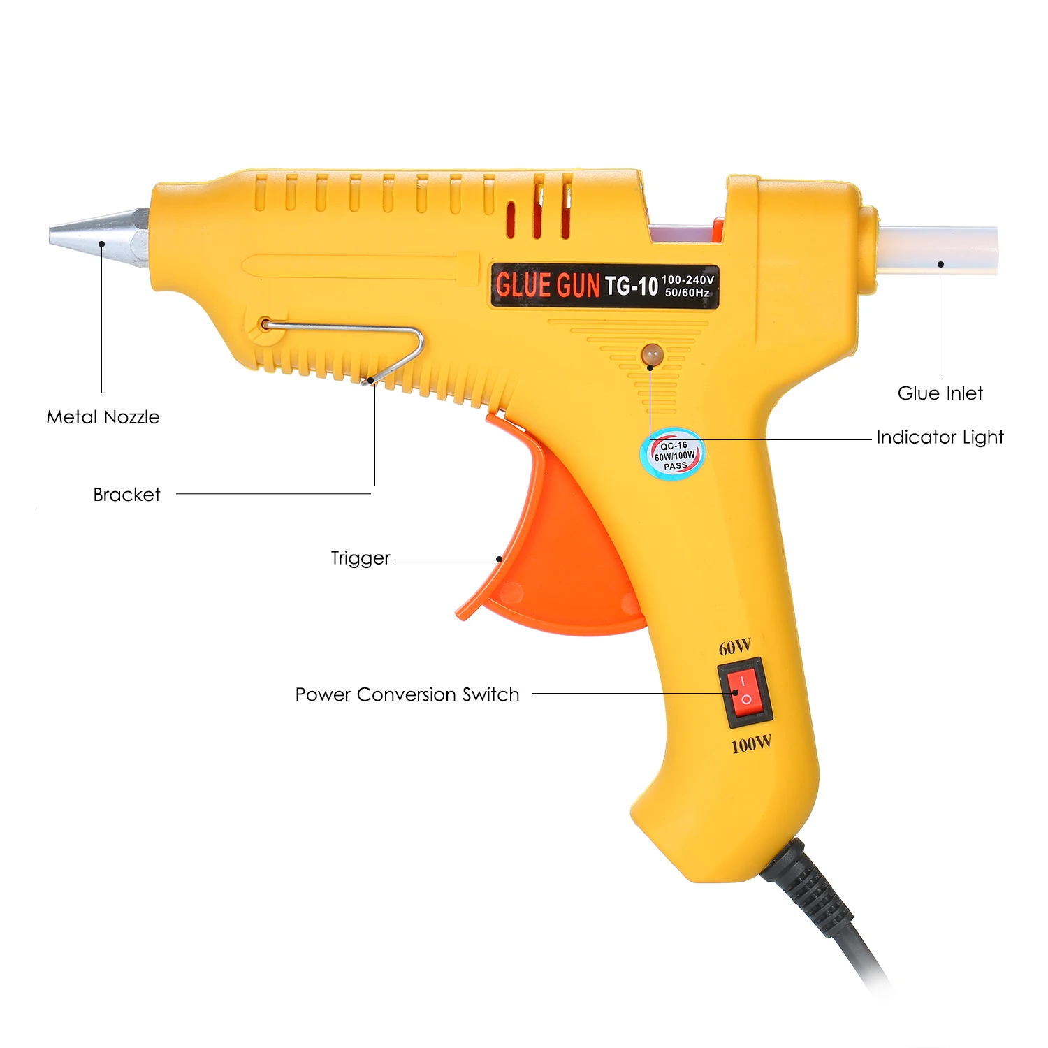 GT-10 Hot Melt Glue Gun 60W/100W Power Adjustable Machine Multifunctional Industrial Household DIY | Инструменты