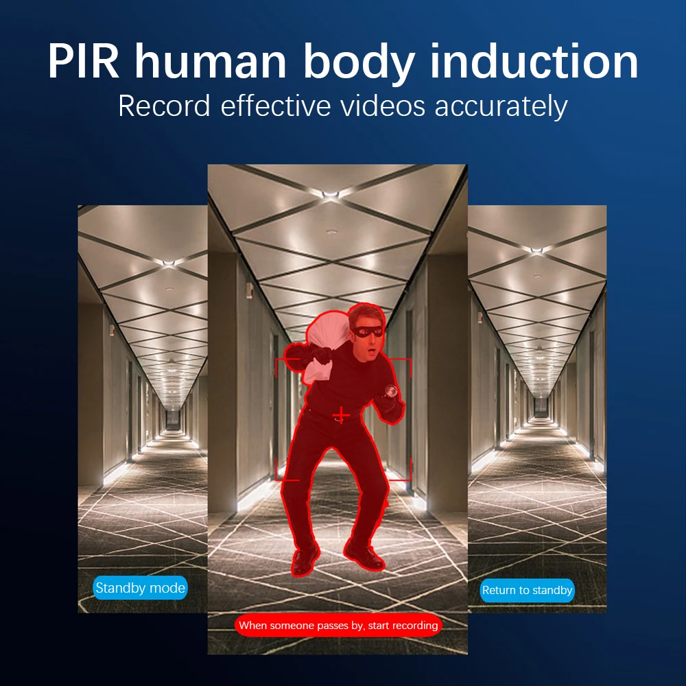 telescopic wireless wifi mini camera pir human body induction recorder hd 1080p home security surveillance remote monitoring free global shipping