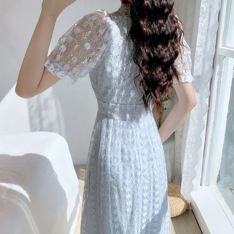 

French New Style Retro Lace Dress Temperament Self-cultivation First Love Fairy Gentle Long Summer Dress