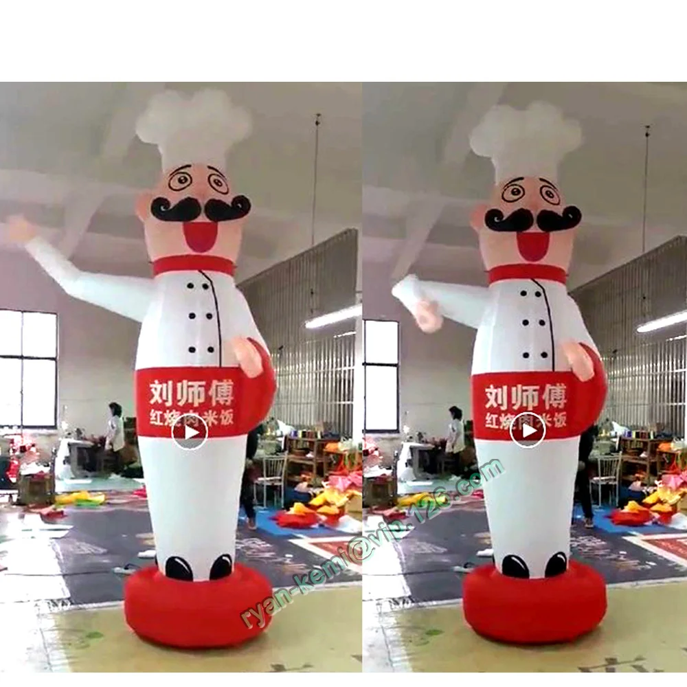 

3m 10ft Inflatable Chef Air Dancer Waving Hand Cook Balloon For Restaurant Promotion Advertising Free Custom Logo With Blower