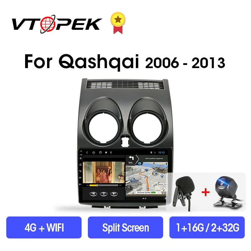 Автомагнитола VTOPEK T3L PLUS с Android 9 0 для Nissan Qashqai 1 J10 2006 2013 мультимедийный