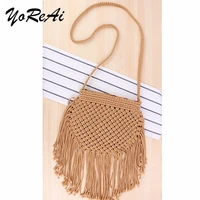 yoreai new summer straw bags for women handmade tassel beach bag 2021 raffia rattan woven crossbody travel vacation shoulder