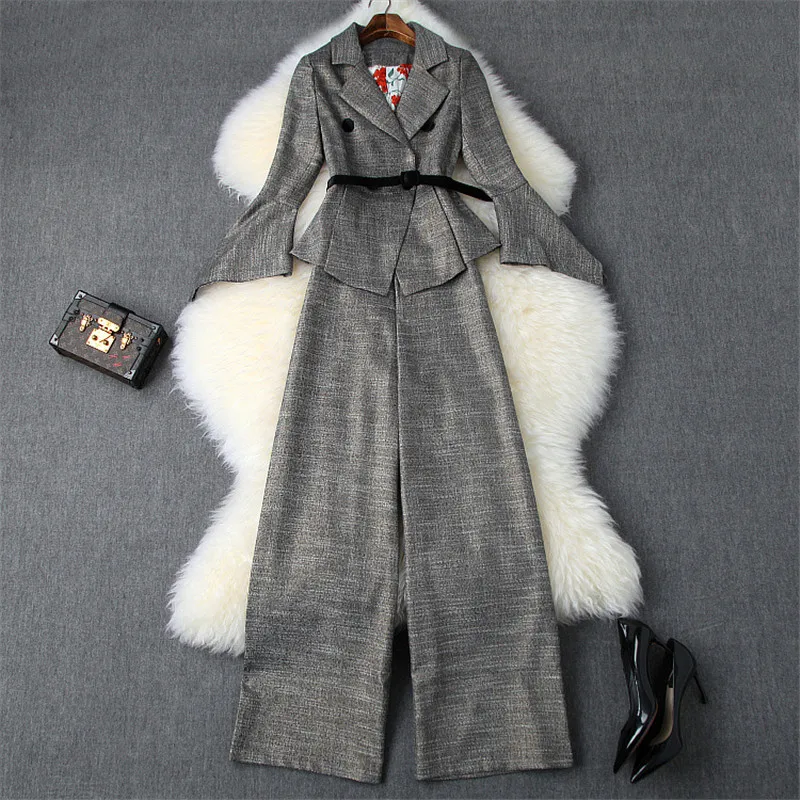 Высокое качество дизайнерский офисный Женский блейзер костюм Осень зима модные