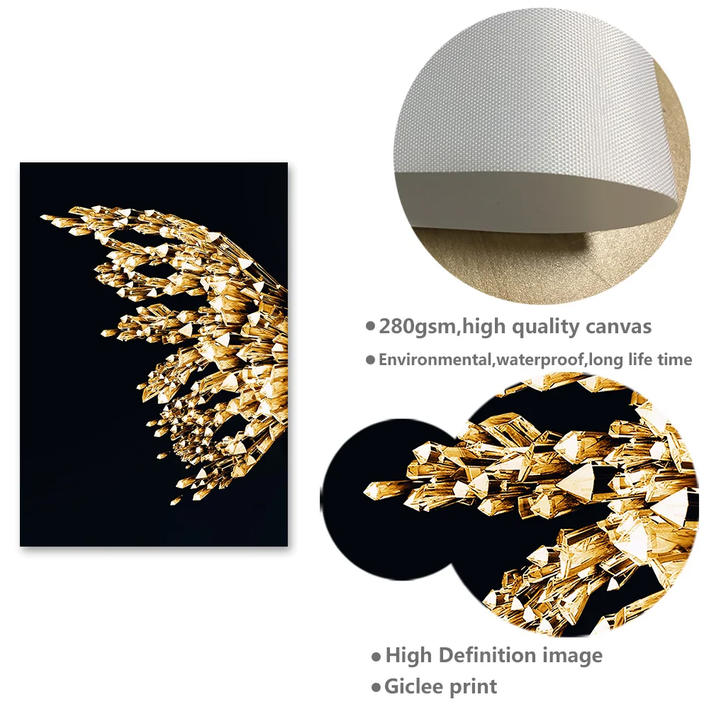 Золотая Бабочка Геометрическая абстрактная живопись холст минимализм плакат