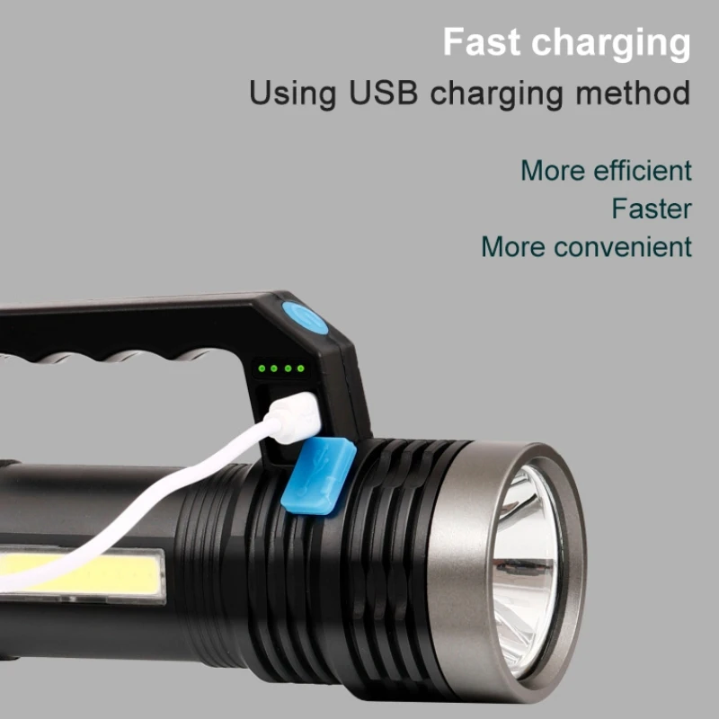 

Newest Design Built in Battery USB Charging Flashlight COB LED Zoomable Waterproof Tactical Torch Lamp LED Bulbs Litwod hot