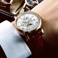 tevise men mechanical watches top brand luxury automatic watch leather waterproof sport moon phase wristwatch relogio masculino