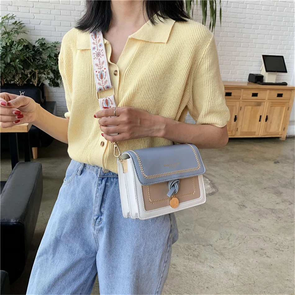 

Brand Designer Fashion Crossbody BagSmall Panelled Flap Bag Pu Leather Shoulder Bags for Women Summer Style Purses and Handbags