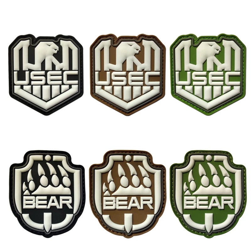 

3D PVC Bear Claw BEAR USEC Luminous Rubber Velcro Escape from Takov Game Badge Battle Game Insignia Armband Backpack Hat Sticker