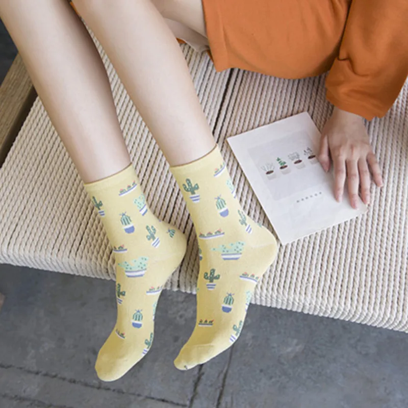 Носки для девочек С КАКТУСОМ теплые зимние хлопковые нескользящие эластичные
