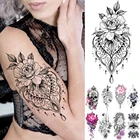 Водостойкая временная татуировка-наклейка, кружевные розы, цветы, лотос, флэш-татуировки, волк, луна, змея, боди-арт, Поддельные рукава, татуировки для женщин